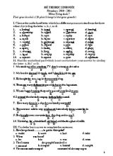 Đề thi học sinh giỏi môn Tiếng Anh 7 - Năm học 2010-2011 (Có đáp án)
